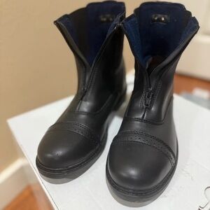 Southern Lady Black Leather Ankle Boots with Navy Lining